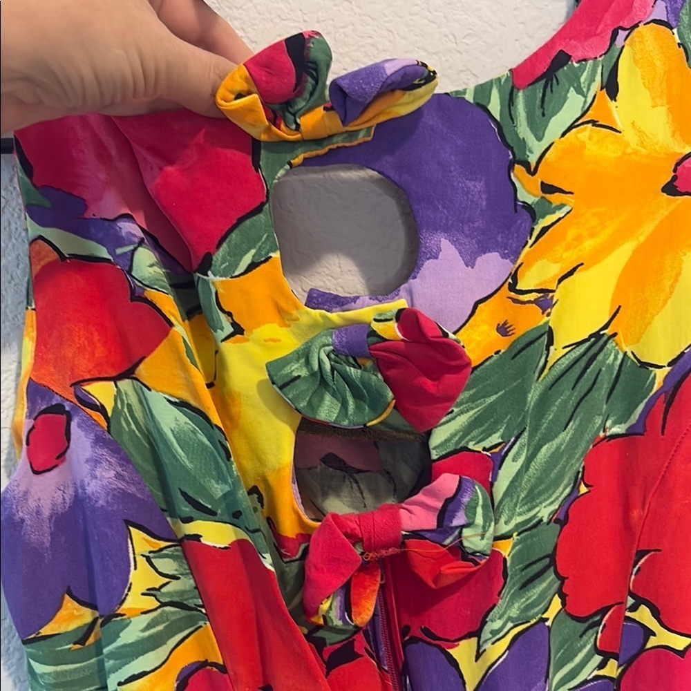 Vintage Made in USA Floral Sleeveless Dress - Multicolor - Picture 4 of 5